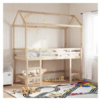 VidaXL Hochbett mit Leiter und Dach 90x190 cm Massivholz