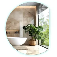 Tulup Led, Blaugrau, Glas, 70x80x0.4 cm Spiegel, Wandspiegel
