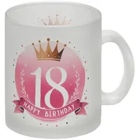 Speecheese Happy Birthday 18 Krone Glas Tasse Achtzehn Pink