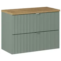 Lomadox Waschtischunterschrank 80cm in grün und Eiche NEWPORT-56-GREEN
