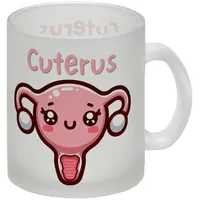 Speecheese Gebärmutter Kawaii Glas Tasse mit Spruch Cuterus Uterus