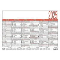 Zettler - Namenstagekalender 2025 weiß/rot, 29,7x21cm, Plakatkalender mit Jahresübersicht,