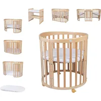 Waldin Babybett OWAL Kinderbett mit Matratze, mitwachsendes Kinder-Bett,Ohne Stoffset,Holz