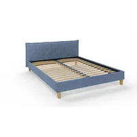 S-style möbel Polsterbett 160x200 Volker Blau Boucle Stoff Füße