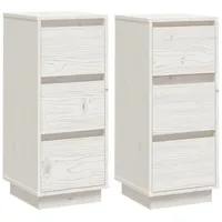 Furnicato Sideboards 2 Stk. Weiß 32x34x75 cm Massivholz Kiefer