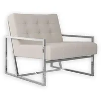 S-style möbel Loungesessel, Beige, Silber, Echtholz,Buche, Birke, 1-Sitzer, Füllung: