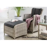 Destiny LUNA CASA Sessel + Fußhocker, Polyrattan, vintage weiß