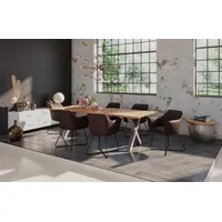 Ab:stil.art.moebel Essgruppe 200 cm Mango naturfarben X-Gestell silber mit