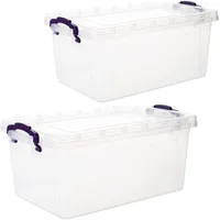 Centi 2er Set Aufbewahrungsboxen mit Deckel Plastikbox 3L transparent