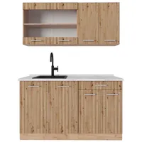 Vicco Singleküche Eiche 140 cm, AP Marmor