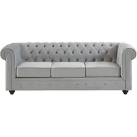 Vente-unique Couchgarnitur 3+2+1 - Samt - Hellgrau - CHESTERFIELD