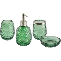 Beliani Beliani, Seifenspender + Seifenschale, Badezimmer Set 4-teilig Glas