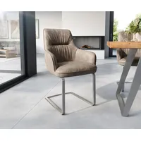 DeLife Freischwinger Zelia-Flex mit Armlehnen Mikrofaser Taupe Vintage Freischwinger
