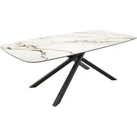 DeLife Esstisch Edge Boot 240x120 Keramik Calacatta Luxe Weiß-Gold-Grau
