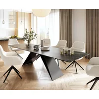 DeLife Esstisch Edge 300x100cm Keramik Laminam®Noir Desir Braun V-Mittelfuß