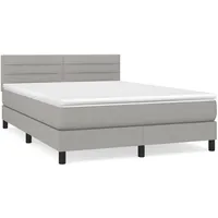 VidaXL Boxspringbett mit Matratze Hellgrau 140x200 cm Stoff