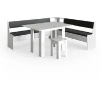 Vicco Eckbankgruppe Roman Weiß 210x180cm Esszimmergruppe Eckbank Sitzgruppe