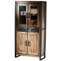 Dynamic24 Vitrine Panama Akazie Wohnzimmerschrank Schrank Vitrinenschrank Anrichte
