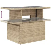 VidaXL Gartentisch mit Glasplatte Beige 100x55x73 cm Poly Rattan