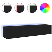 VidaXL TV-Wandschränke mit LED-Leuchten 2 Stk. Schwarz 80x35x31 cm