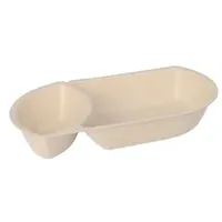 Papstar Conpax Zuckerrohr-Schalen 2-geteilt 0.62 L weiß, 22.4x3.6x12.4 cm