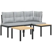 VidaXL Gartenbank-Set 3-tlg. Schwarz Pulverbeschichteter Stahl