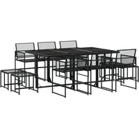 VidaXL 11-tlg. Garten-Essgruppe Schwarz Poly Rattan