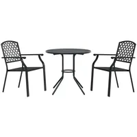 VidaXL Gartenstuhl-Set 3-tlg. Stapelbar Pulverbeschichteter Stahl