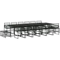 VidaXL 17-tlg. Garten-Essgruppe Schwarz Poly Rattan
