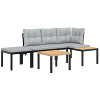 VidaXL Gartenbank-Set 4-tlg. Schwarz Pulverbeschichteter Stahl