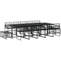 VidaXL 15-tlg. Garten-Essgruppe Schwarz Poly Rattan