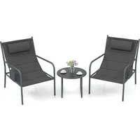 Costway Balkonmöbel Set 3-tlg. Grau