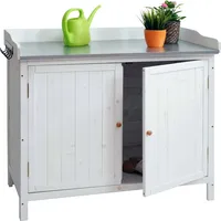Mendler Gartenschrank mit Arbeitsplatte HWC-L69, Pflanztisch, Outdoor Tanne Holz
