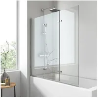 EMKE Emke, 130x140cm Badewannenaufsatz 3-teilig faltbar 6mm Sicherheitsglas