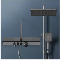 EMKE Duschsystem, mit Thermostat, Handbrause + Regendusche(3 Strahlstärken) +