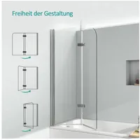 EMKE Emke, - Duschwand, für Badewanne Mattschwarzer Badewannenfaltwand 2-teilig