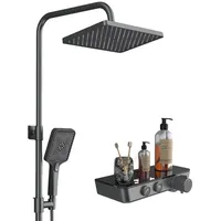 EMKE Duschsystem, mit Thermostat Duschsäuleset, Kopfbrause + Handbrause +