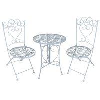 Hti-Living Gartentisch mit 2 Stühlen Curly Creme - Creme