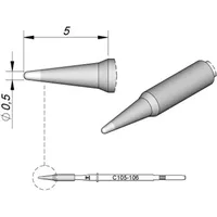 Jbc Lötspitze Serie C115, Rundform, C115106/Ø 0,5 mm, gerade