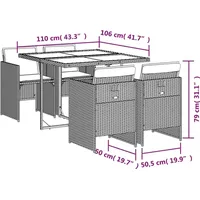 VidaXL 5-tlg. Garten-Essgruppe mit Kissen Braun Poly Rattan