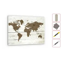 ALLboards Glas-Magnettafel TS64-30103, Weltkarte, 40 x 60 cm, braun,