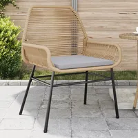 VidaXL Gartenstühle 2 Stk. mit Kissen Braun Poly Rattan