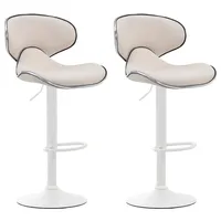 CLP 2er Set Barhocker Las Vegas V2 Stoff creme/weiß