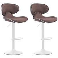 CLP 2er Set Barhocker Las Vegas V2 Stoff braun/weiß