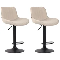 CLP 2er Set Barhocker Lentini Stoff creme/schwarz