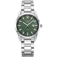 Swiss Alpine Military 7767.1134 Damenuhr Argos silber grün 34mm