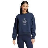 Adidas Signature Graphic Print Fleece Loose Sweatshirt Legend Ink