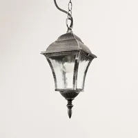 Licht-Erlebnisse Hängelampe Außen Silber Antik Aluminium Glas Rustikal Pendelleuchte