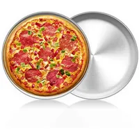 LZYMSZ 2PC Backofen aus Edelstahl Steel Rundes Pizza-Backblech, Antihaft-Aluminium-Backgeschirr