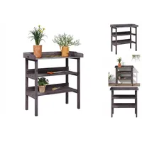 VidaXL Pflanztisch mit Ablagen Grau 78x38x82,5 cm Massivholz Tanne